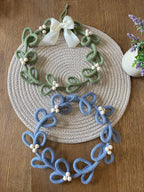 Handmade Knitted Wire Wreath: Spring Door Decoration