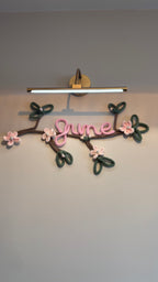 Personalised Name Sign – Handmade Knitted Wire Art Floral Wall Hanging