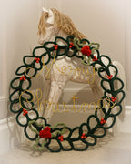 Large Handmade Knitted Wire Art Christmas Wreath - 50cm Merry Christmas Wreath
