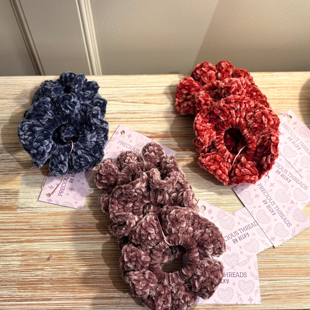 Handmade Velvet Crochet Scrunchie