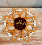 Handmade Knitted Wire Art Sunflower Wall Hanging – Macramé & Crochet Home Décor | 30cm