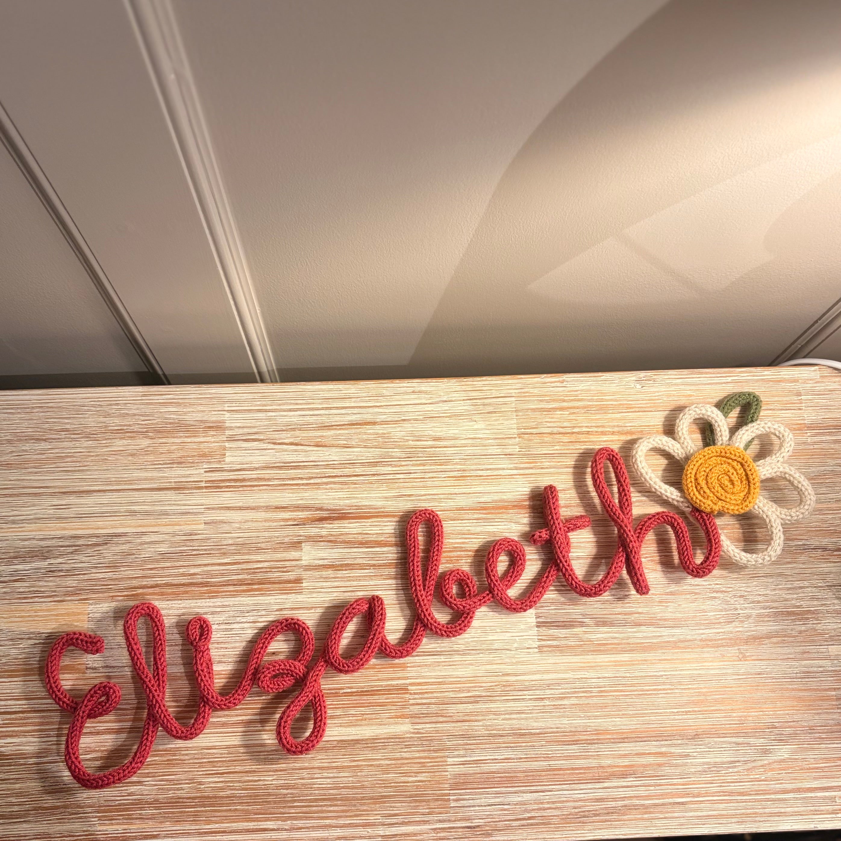 Personalised Knitted Wire Name Sign with Daisy
