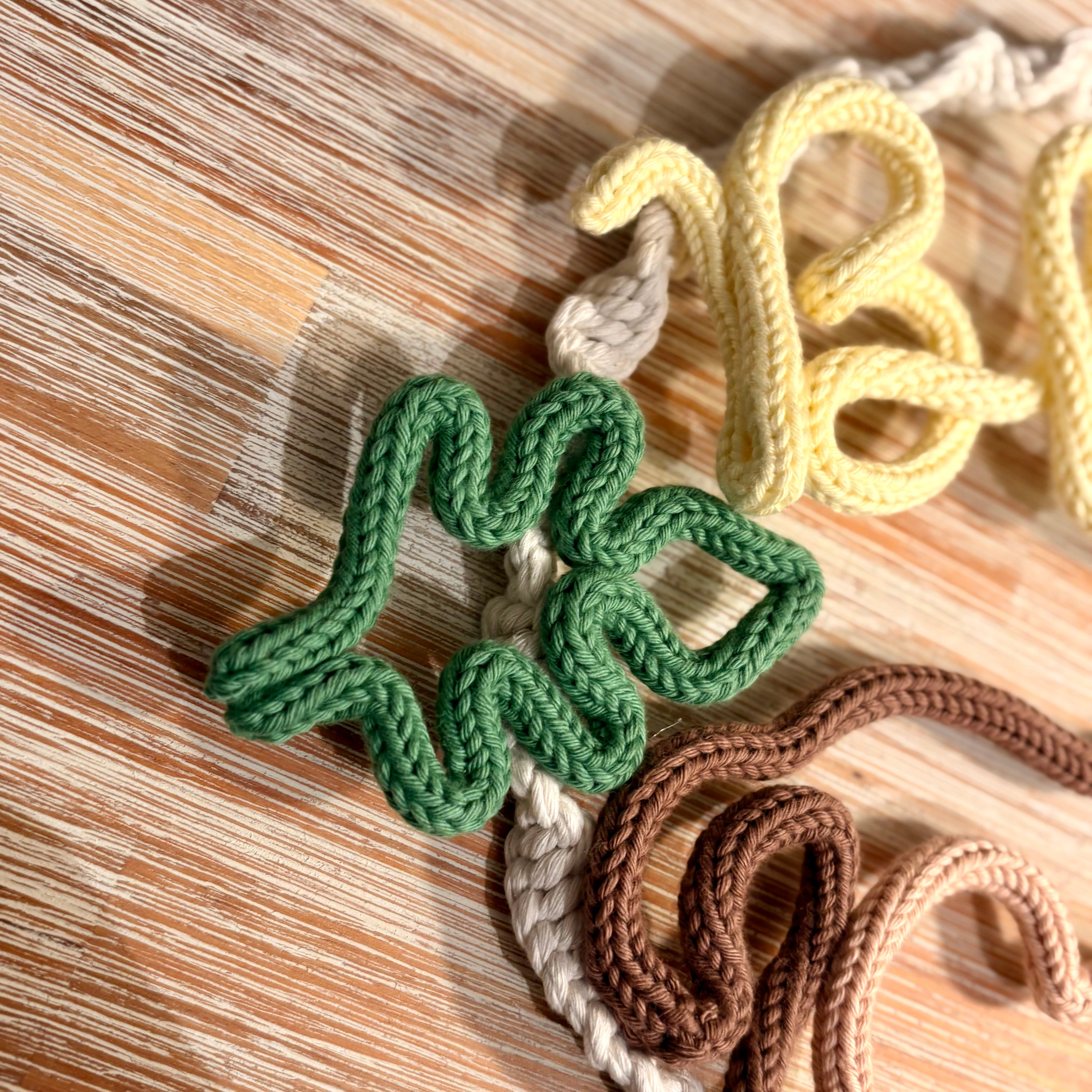 Personalised Knitted Wire Art Name Wreath | Macramé Monkey Name Hoop | Handmade Nursery & Children’s Wall Decor