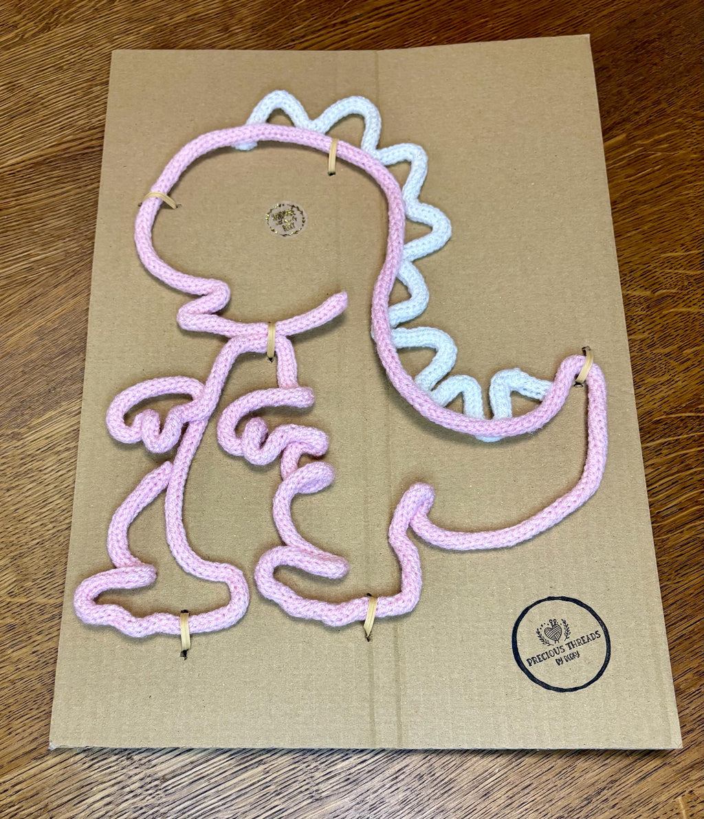 Handmade Knitted Wire Dinosaur Wall Art: Custom Nursery Decor
