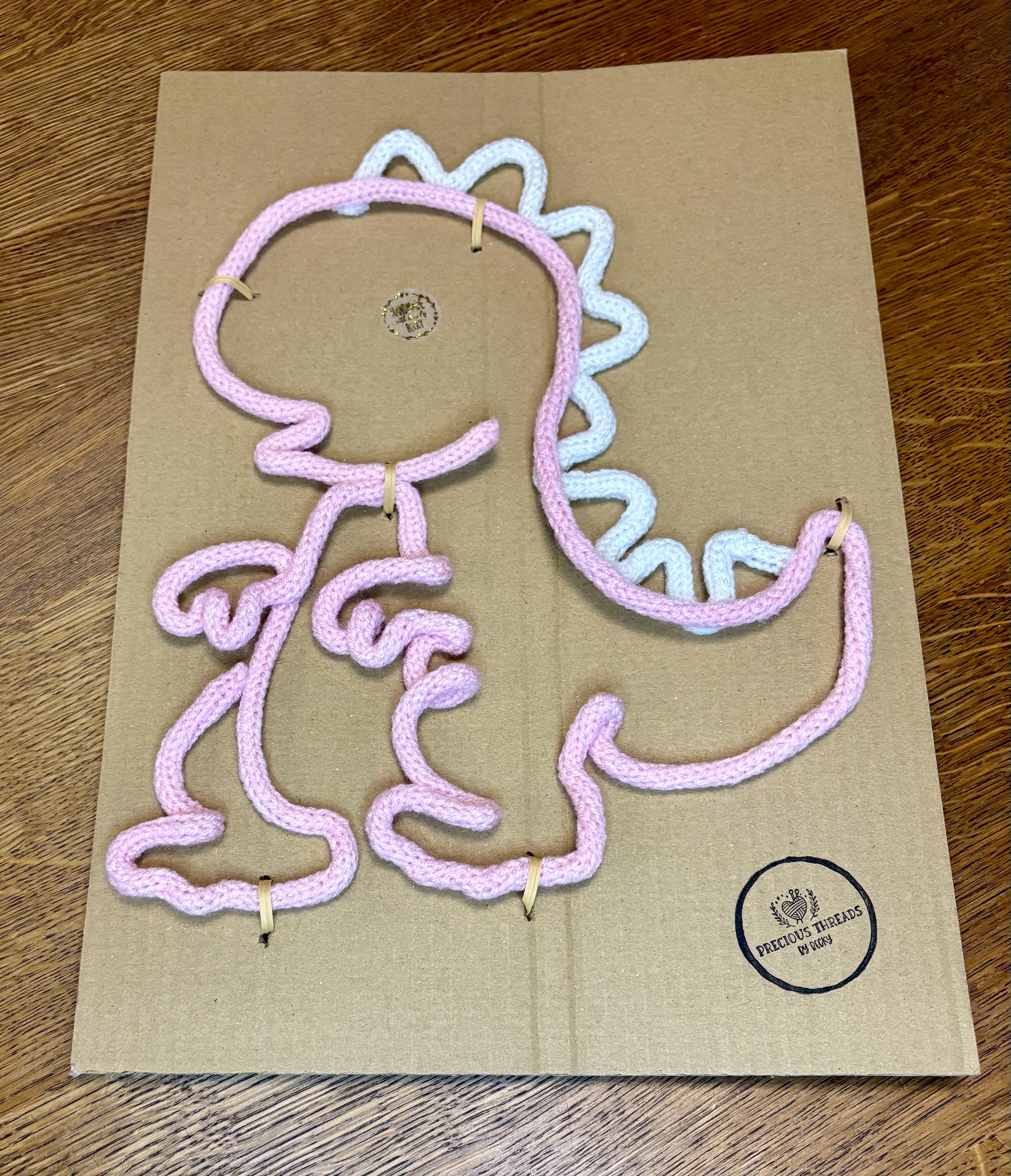 Handmade Knitted Wire Dinosaur Wall Art: Custom Nursery Decor