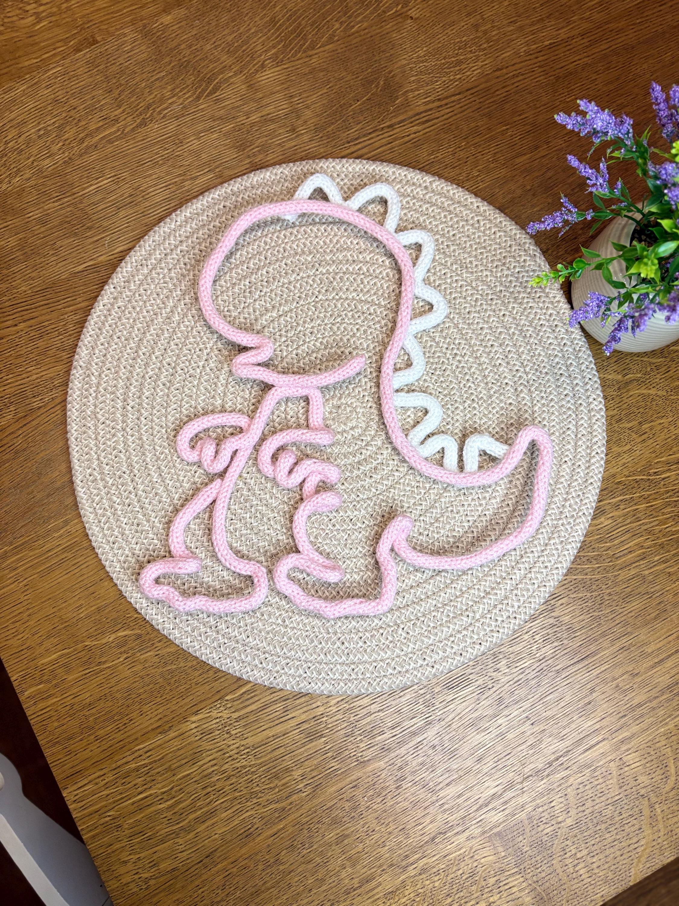 Handmade Knitted Wire Dinosaur Wall Art: Custom Nursery Decor