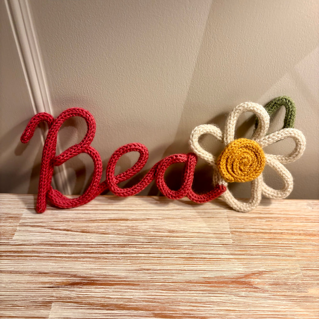 Personalised Knitted Wire Name Sign with Daisy