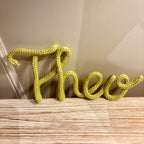 Personalised Knitted Wire Art Name Sign – Handmade Cotton Yarn Wrapped Wire Name Decor – Custom Nursery, Bedroom & Home Decoration – 38 Colours Available