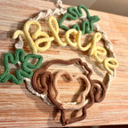 Personalised Knitted Wire Art Name Wreath | Macramé Monkey Name Hoop | Handmade Nursery & Children’s Wall Decor