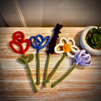 Knitted Wire Flower Bouquet: Handmade Floral with daisy, tulip, rose, crocus & lavender