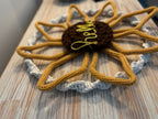 Handmade Knitted Wire Art Sunflower Wall Hanging – Macramé & Crochet Home Décor | 30cm