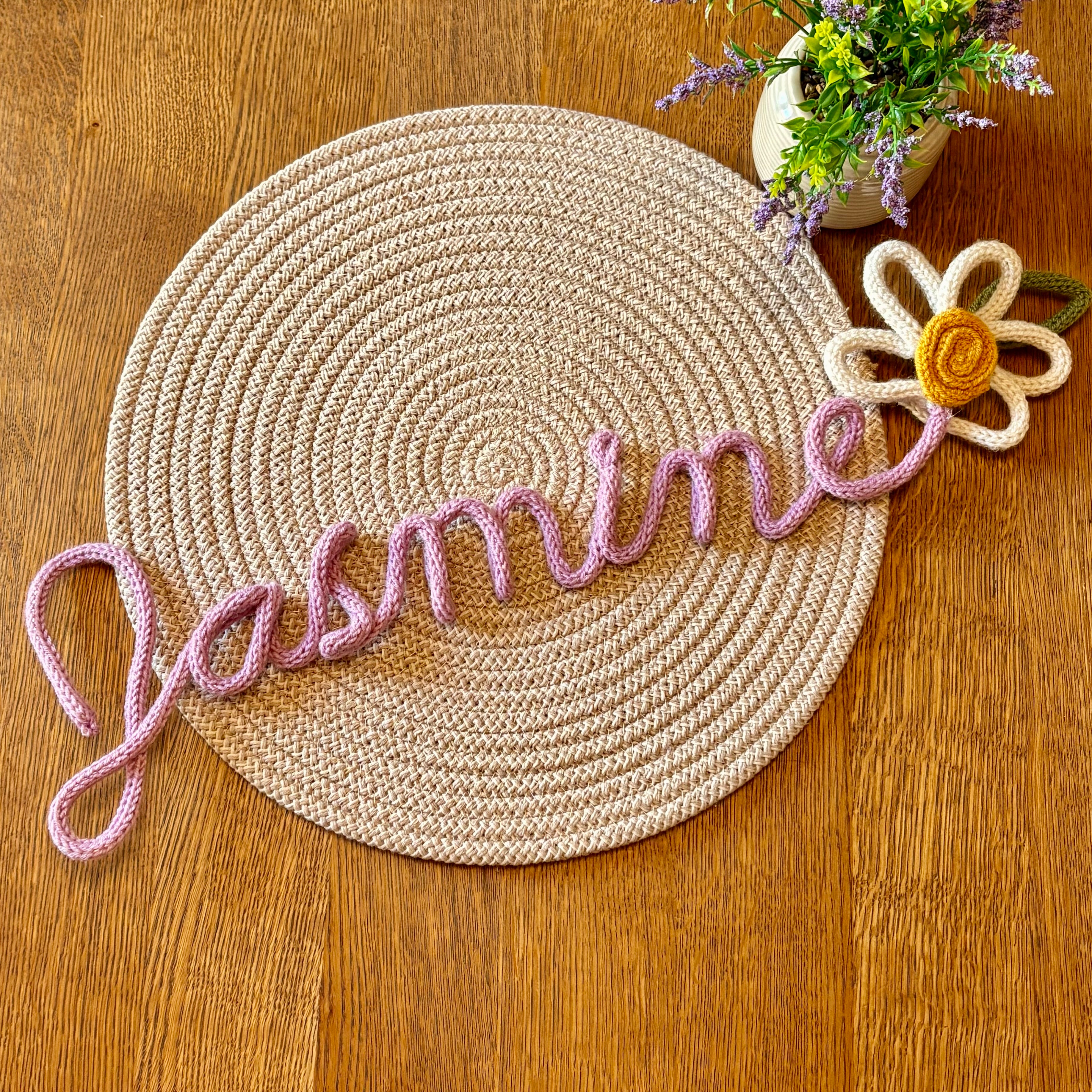 Personalised Knitted Wire Name Sign with Daisy