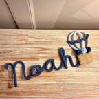 Knitted Wire Hot Air Balloon Personalised Name Sign for Nursery Decor, Kids Bedroom Wall Hanging, Custom Name Art