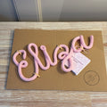Personalised Knitted Wire Art Name Sign – Handmade Cotton Yarn Wrapped Wire Name Decor – Custom Nursery, Bedroom & Home Decoration – 38 Colours Available