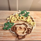Personalised Knitted Wire Art Name Wreath | Macramé Monkey Name Hoop | Handmade Nursery & Children’s Wall Decor