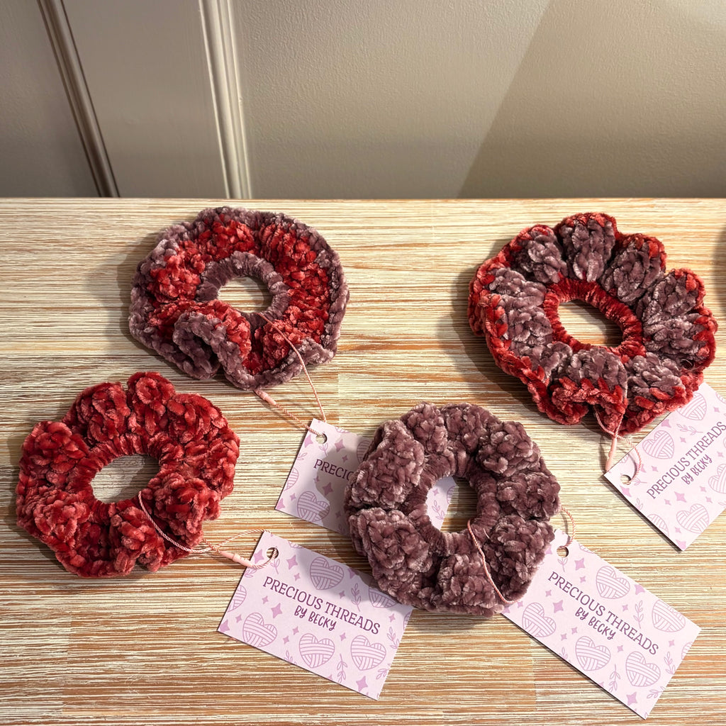 Handmade Velvet Crochet Scrunchie