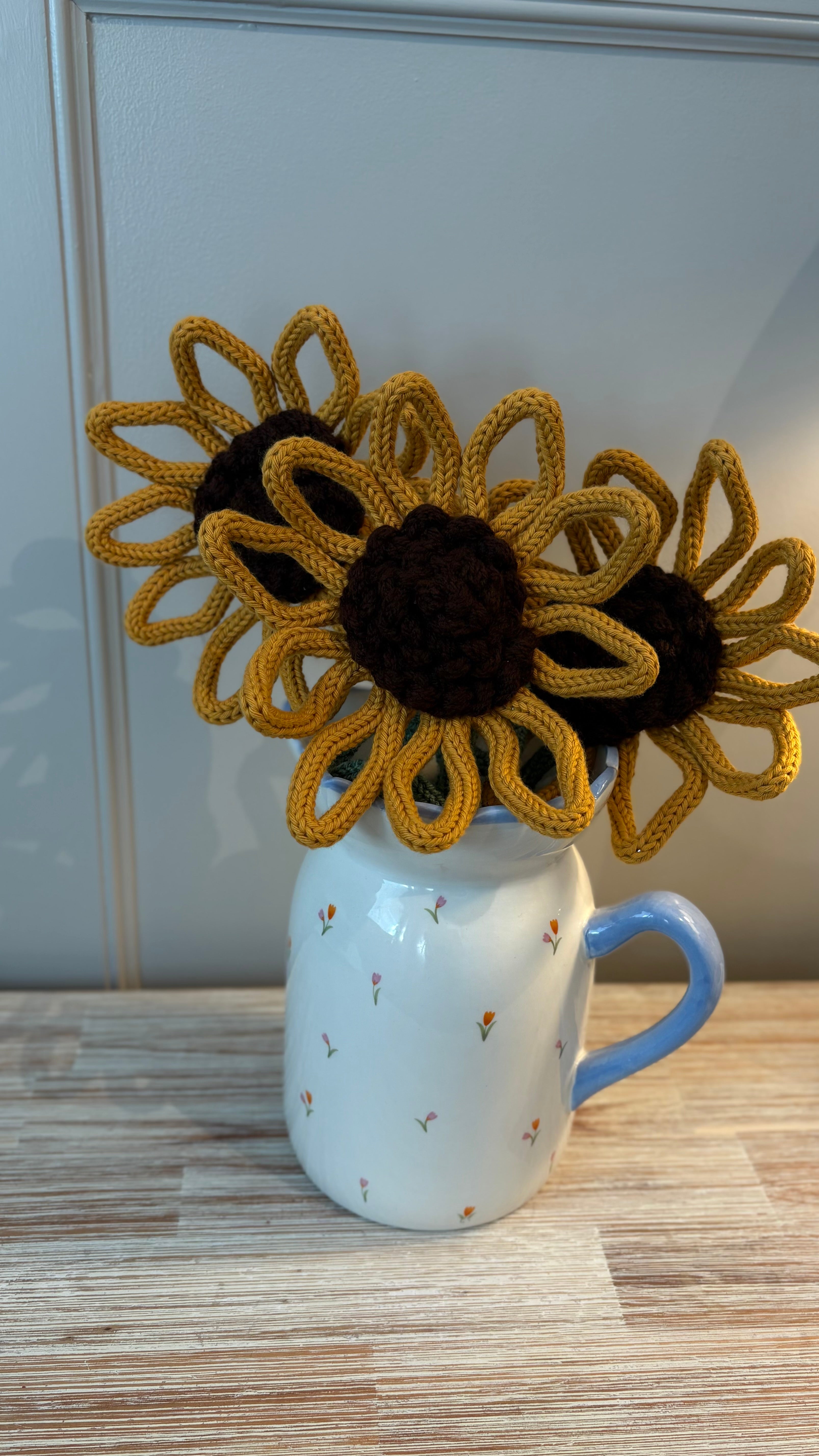Handmade Knitted Wire Sunflower Bouquet | Forever Flower Gift | Artisan Floral Home Decor | Unique Handmade Gift