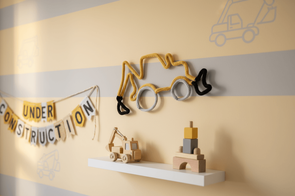 Handmade Knitted Wire Digger Wall Decor - Kids Bedroom Decor