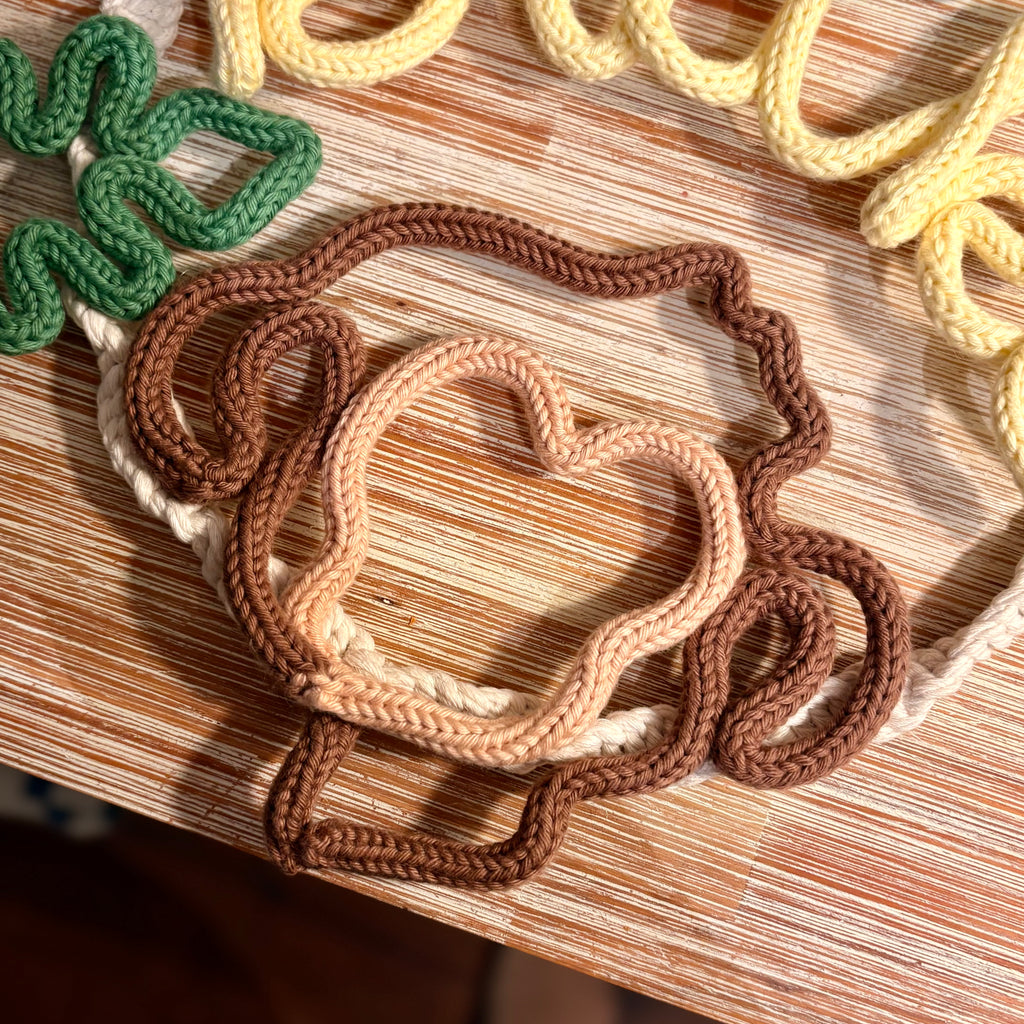 Personalised Knitted Wire Art Name Wreath | Macramé Monkey Name Hoop | Handmade Nursery & Children’s Wall Decor