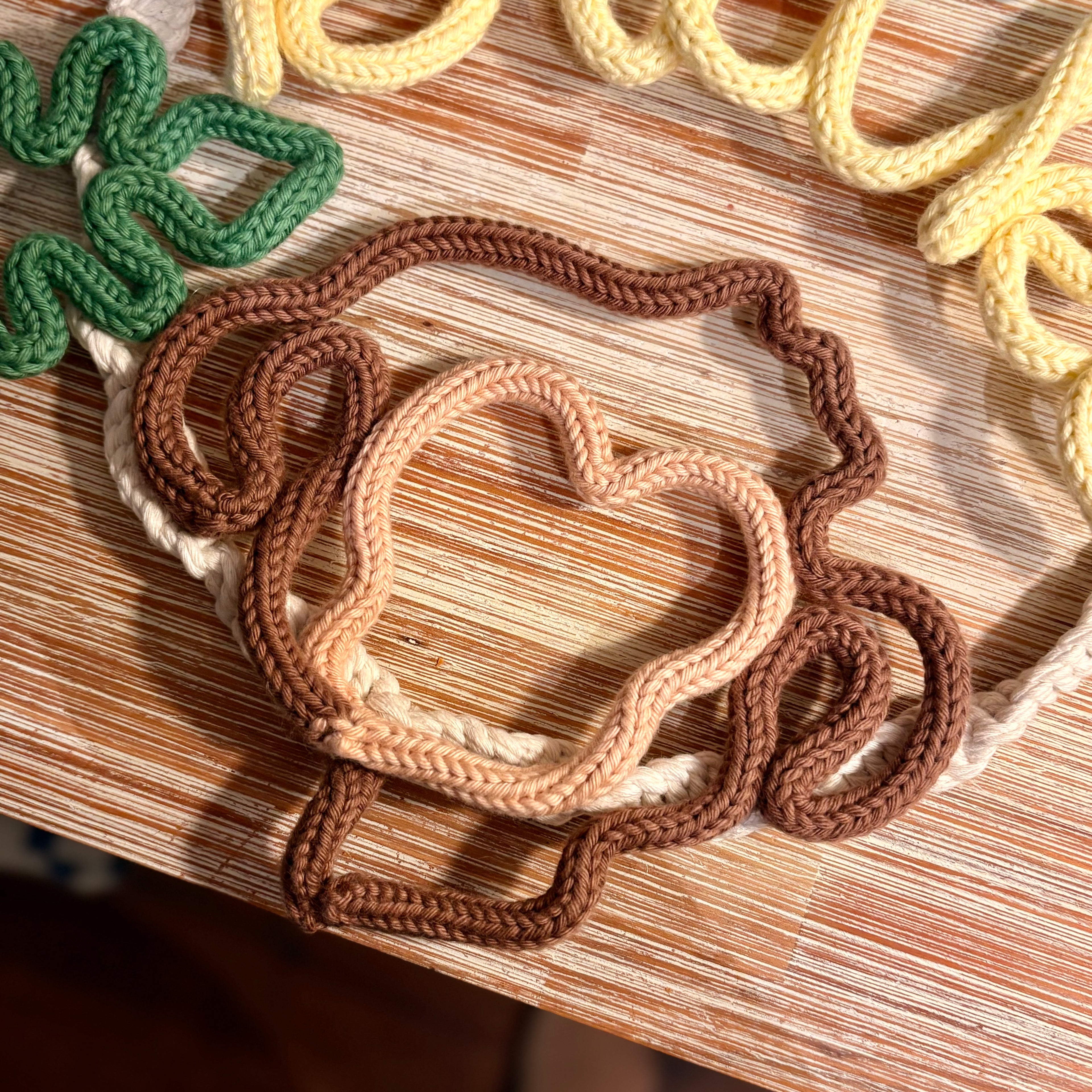 Personalised Knitted Wire Art Name Wreath | Macramé Monkey Name Hoop | Handmade Nursery & Children’s Wall Decor