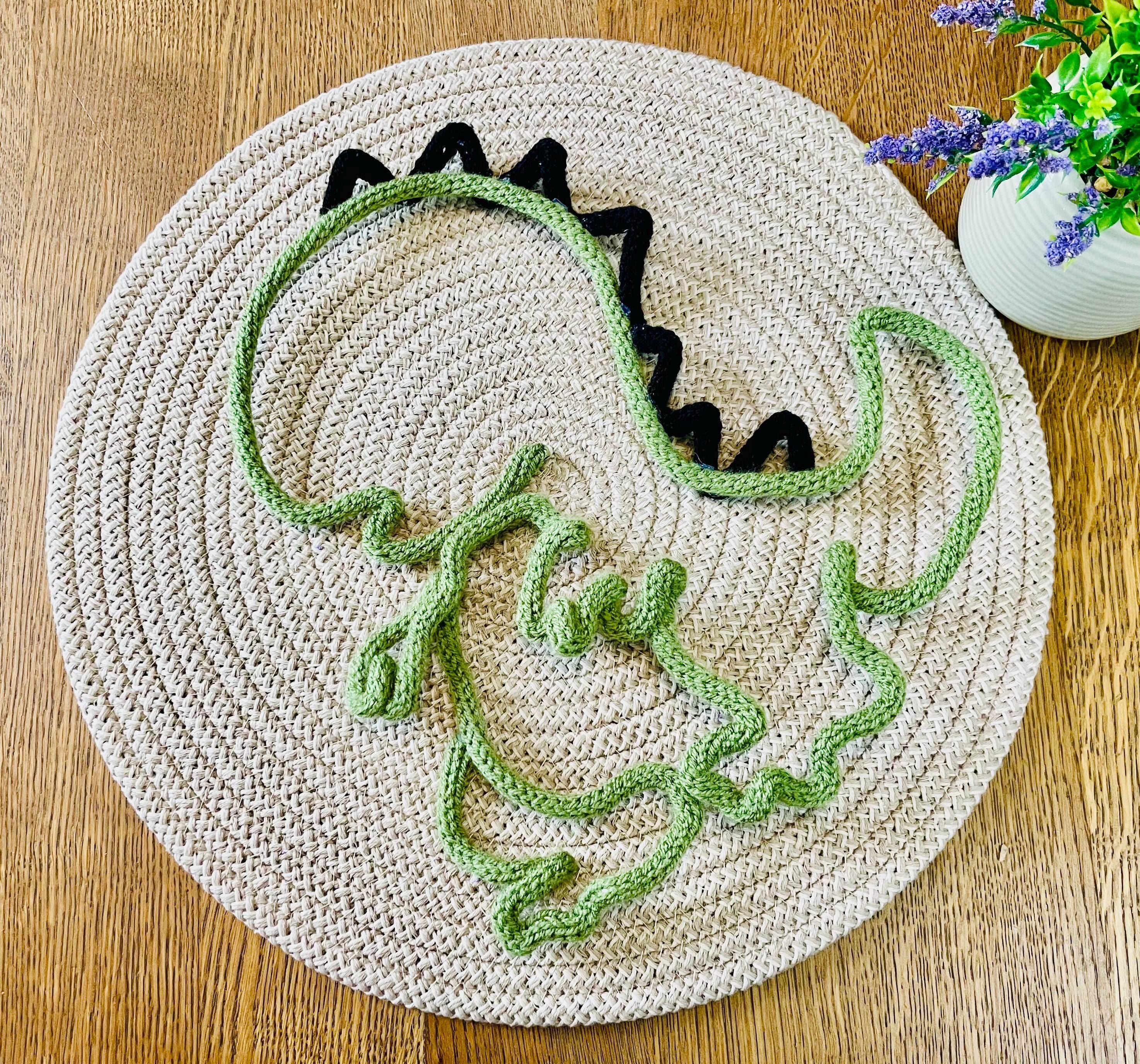 Handmade Knitted Wire Dinosaur Wall Art: Custom Nursery Decor