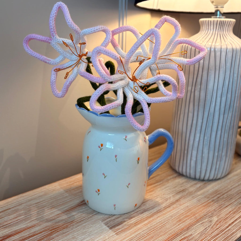 Hand Knitted Wire Lily Bouquet, Forever Floral Art, Mother’s Day Gift