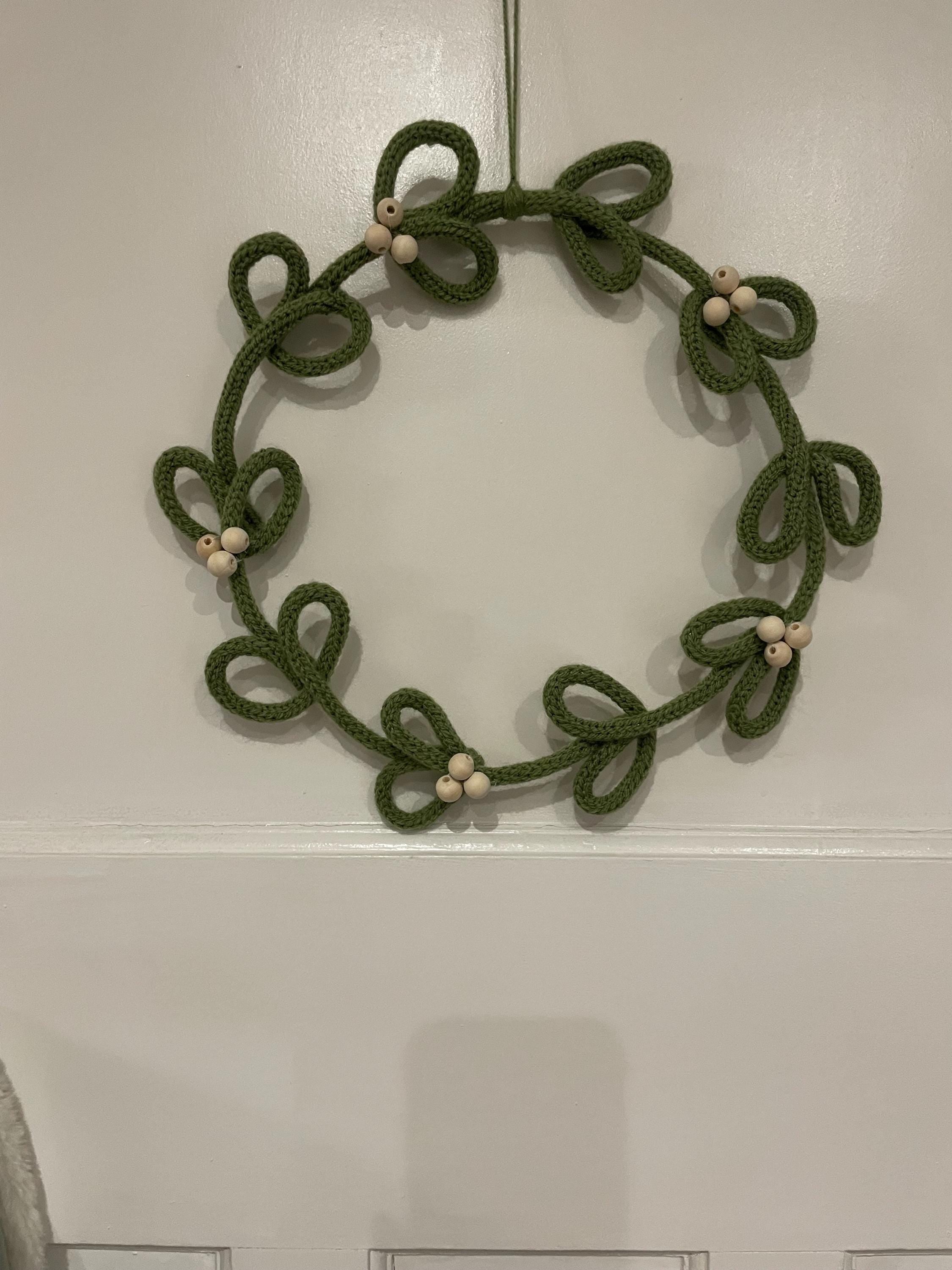 Handmade Knitted Wire Wreath: Spring Door Decoration