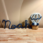 Knitted Wire Hot Air Balloon Personalised Name Sign for Nursery Decor, Kids Bedroom Wall Hanging, Custom Name Art
