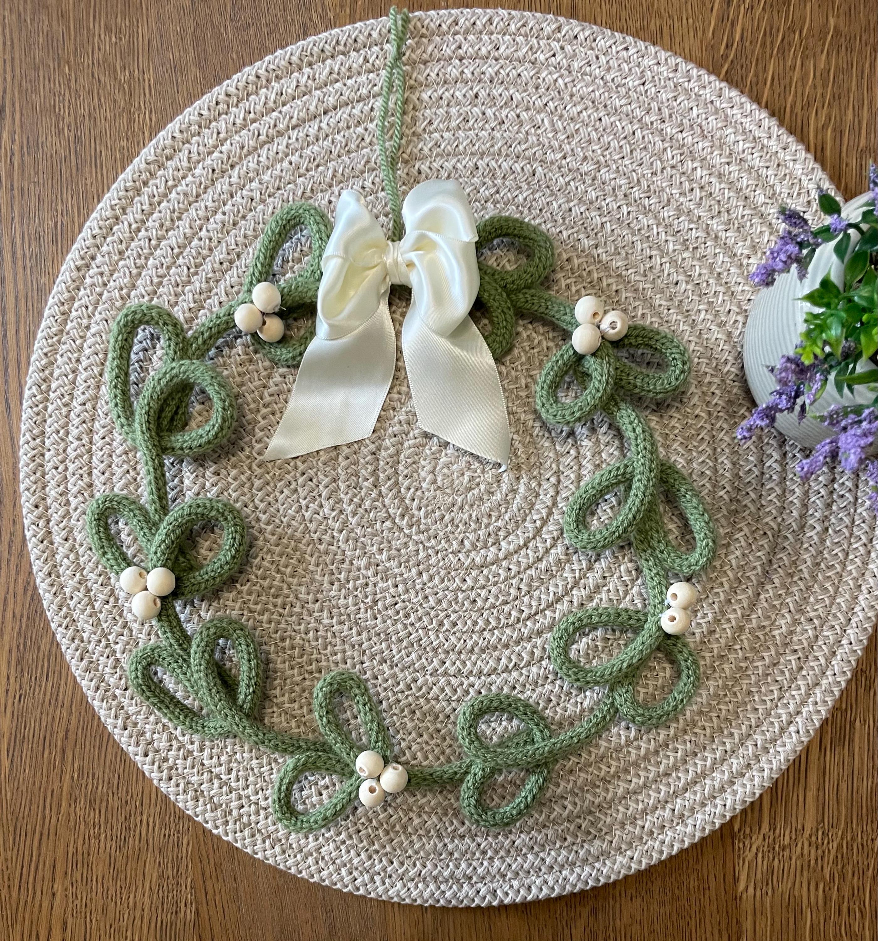 Handmade Knitted Wire Wreath: Spring Door Decoration