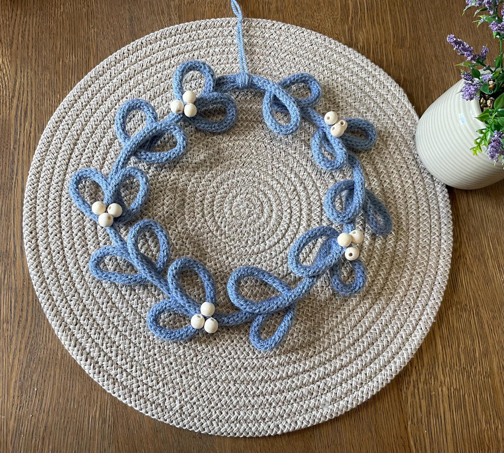 Handmade Knitted Wire Wreath: Spring Door Decoration