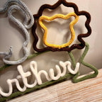 Personalised Knitted Wire Art Safari Name Sign - Giraffe, Elephant, Lion.  Nursery Name Sign