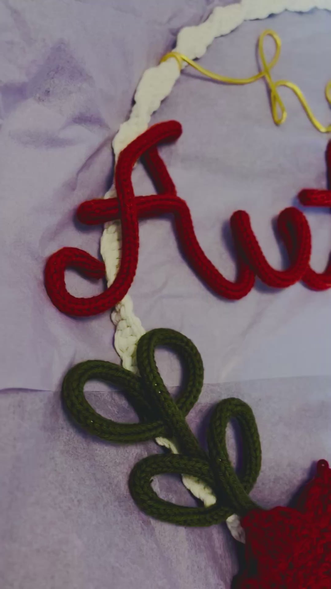 Handmade Knitted Wire Art Autumn Wreath – Personalised Knitted Wire Art with Pumpkin, Maple Leaves & Macramé Border